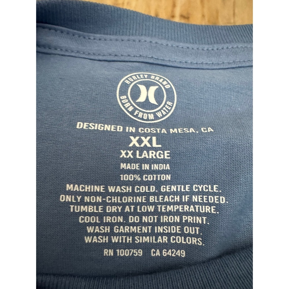 Hurley Mens XXL Blue Surf & Enjoy Graphic T-Shirt Short Sleeve Cotton Tee NEW - Picture 9 of 10